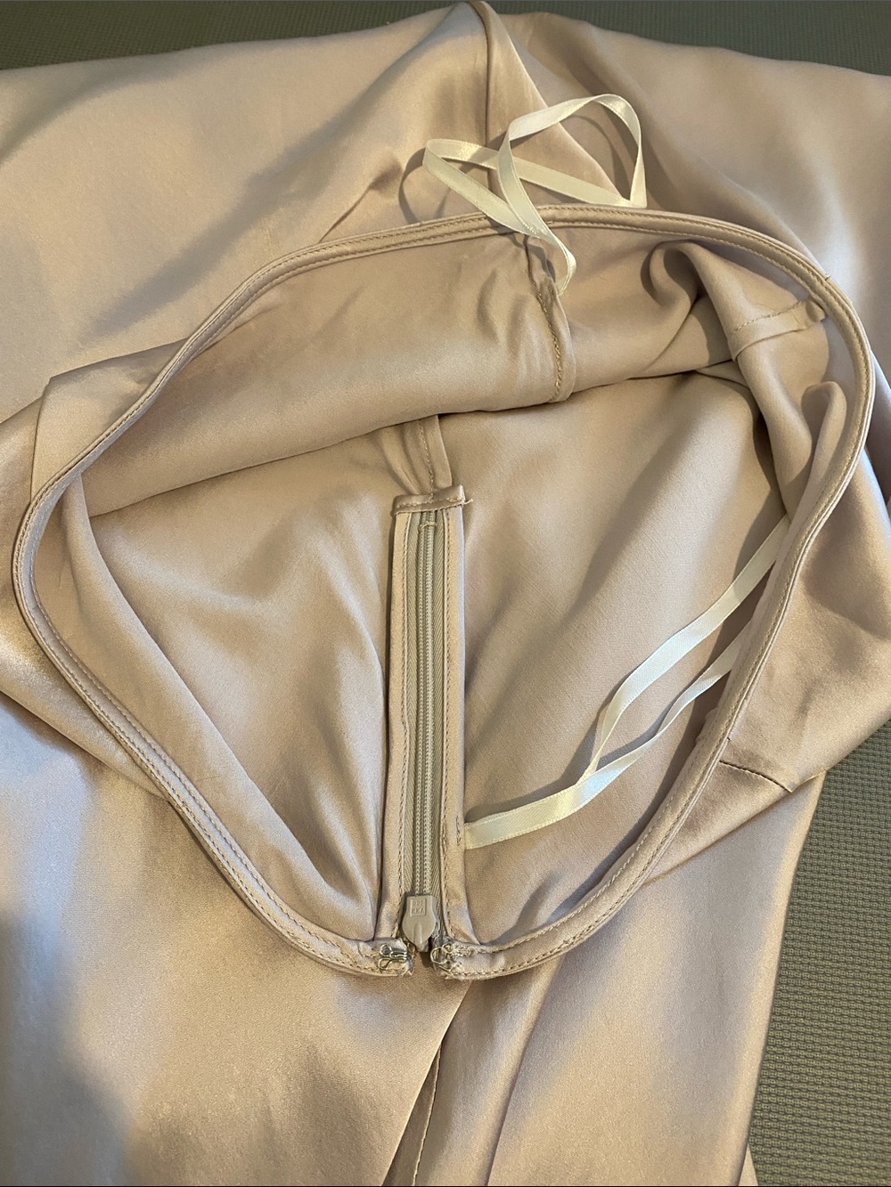 Strapless Satin Slip Dress in Taupe - Picture 10 of 10